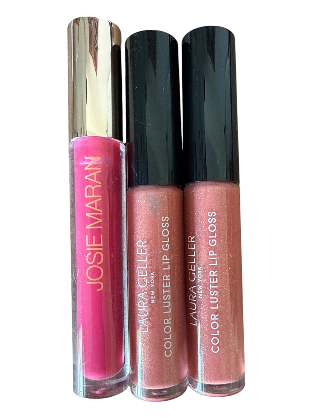 Laura Geller Color Luster Lip Gloss Trio with Josie Maran Pink Gloss. NWOT
